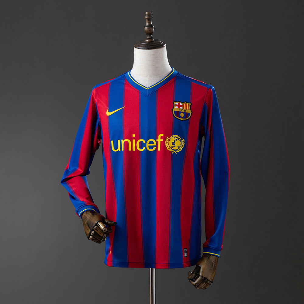 Barcelona Principal Retrô Manga Longa Camisa 09/10