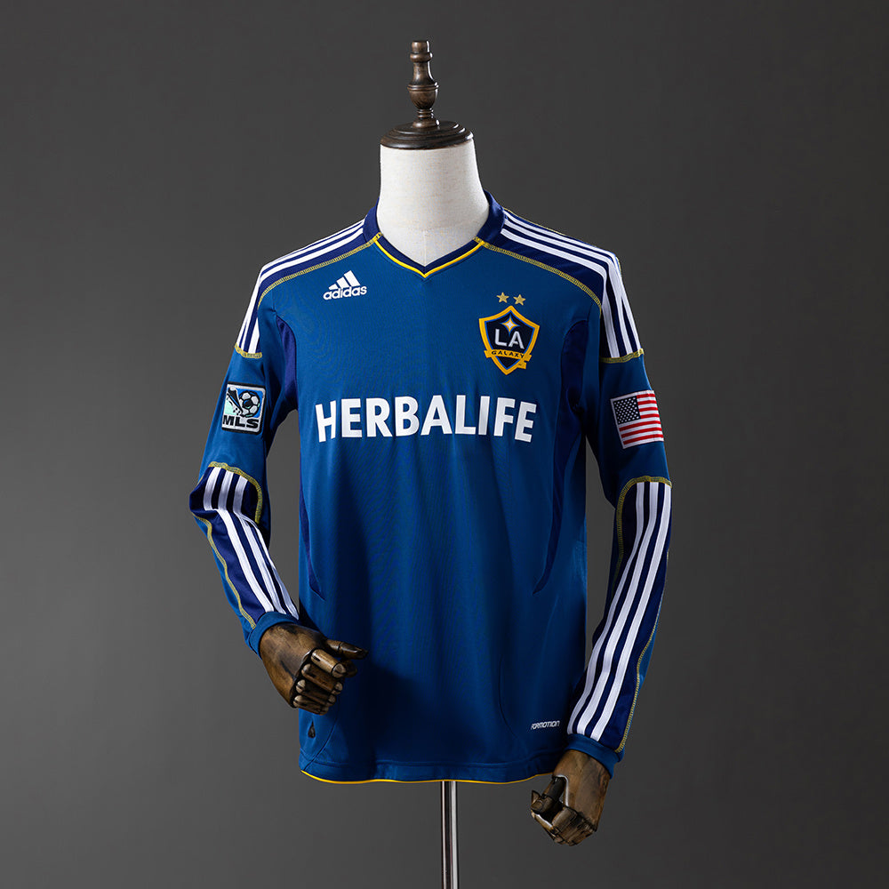 LA Galaxy Secundária Retrô Manga Longa Camisa 11/12