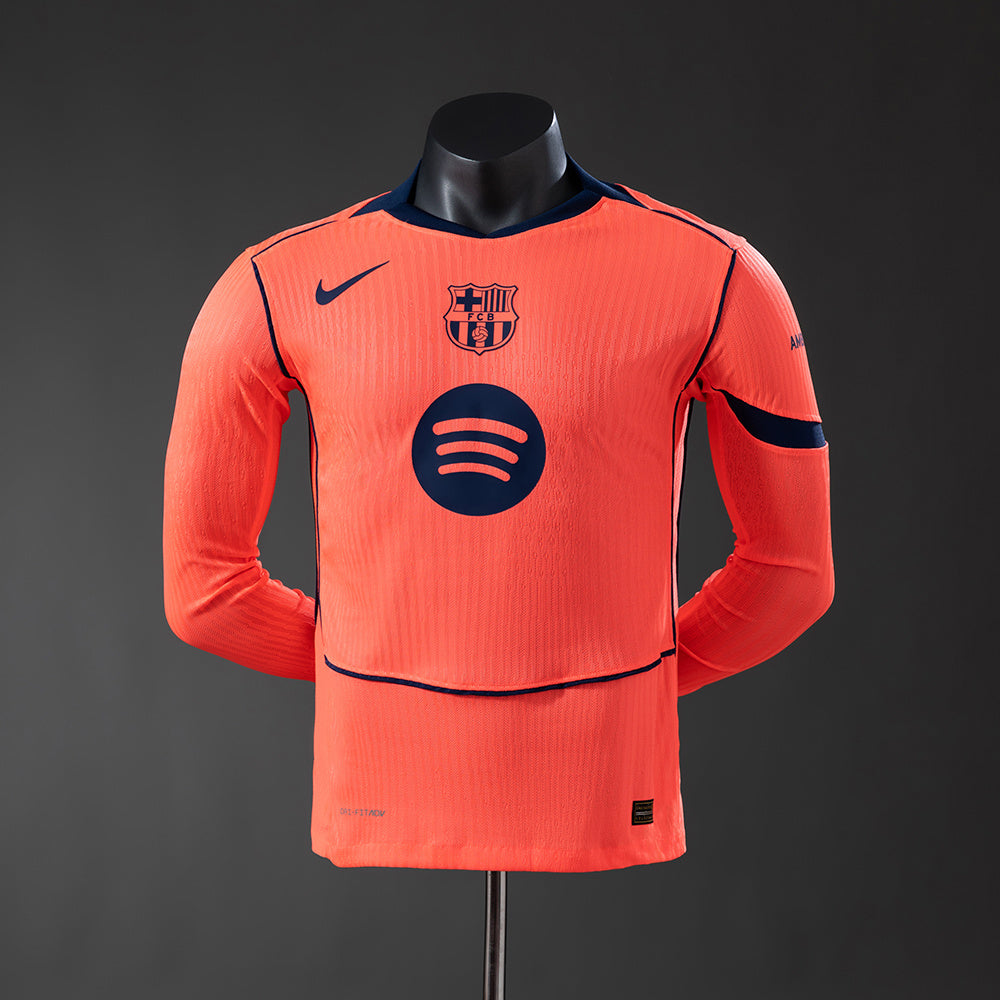 Barcelona Secundária Terceira Manga Longa Versão Jogador Camisa 25/26