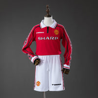 Manchester United Principal Infantil Kit Retrô Manga Longa Camisa 98/99
