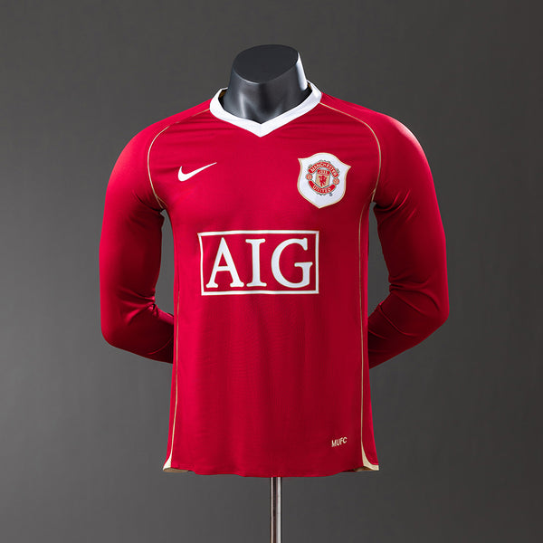 Manchester United Principal Retrô Manga Longa Versão Jogador Camisa 06/07