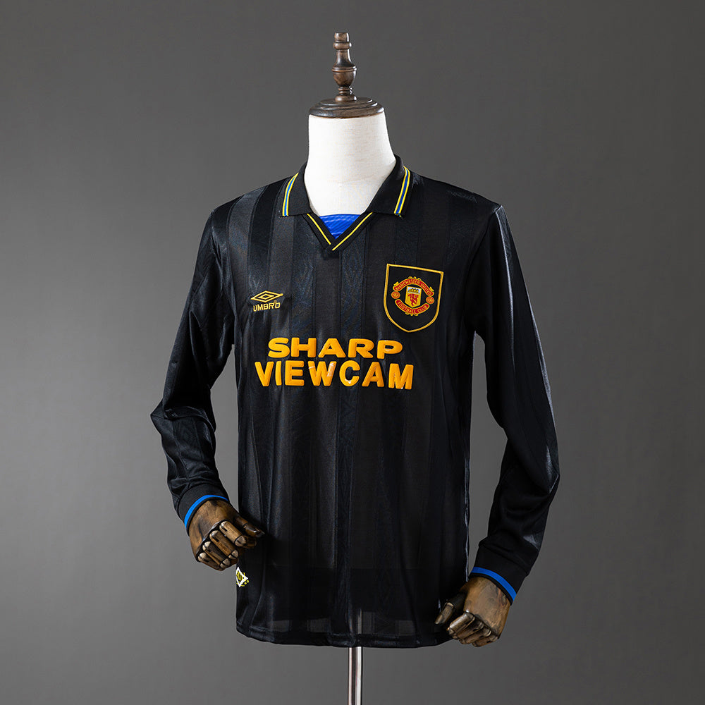 Manchester United Secundária Retrô Manga Longa 1995