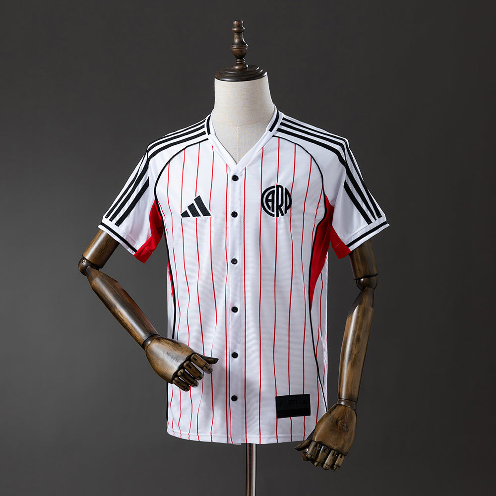 River Plate US Pack Full-Button Baseball Branco Camisa 25/26