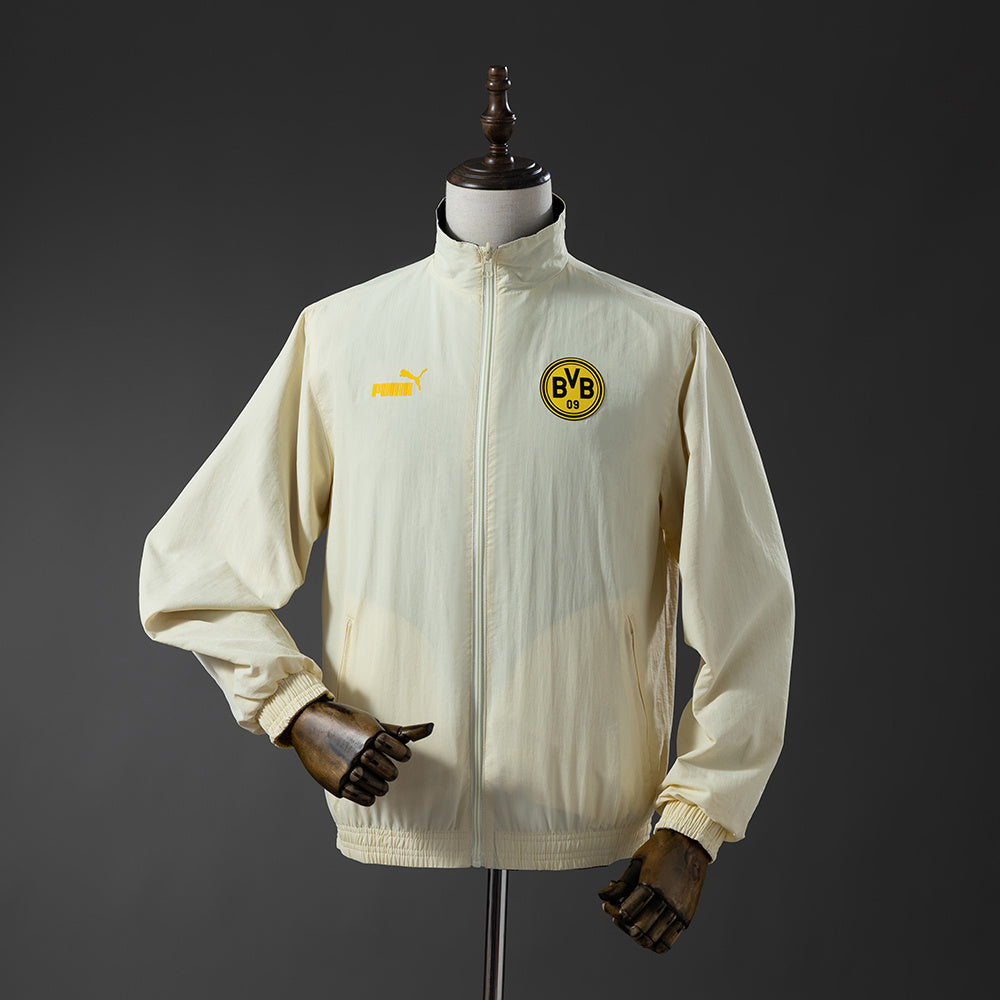 Borussia Dortmund Reversible - Preto & Bege Corta Vento Jaqueta