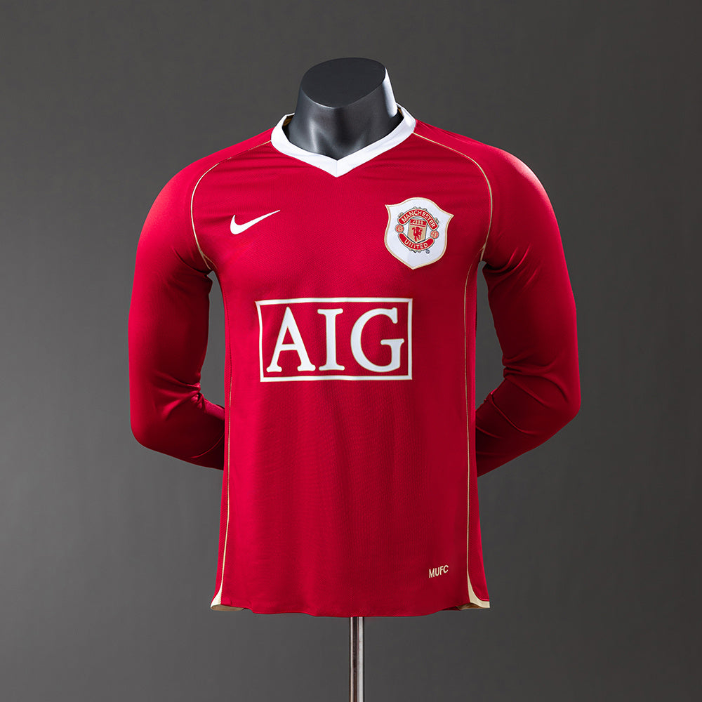 Manchester United Principal Retrô Manga Longa Versão Jogador Camisa 06/07