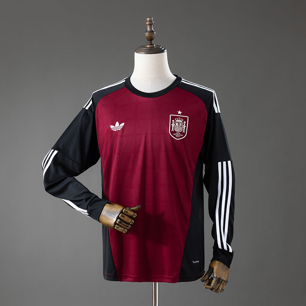 Espanha Goleiro Vermelho Manga Longa Camisa Copa 2026