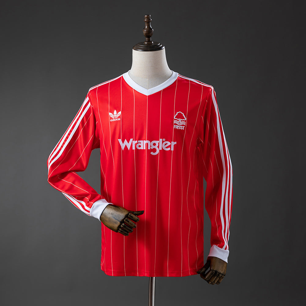 Nottingham Forest Secundária Retrô Manga Longa Camisa 1984