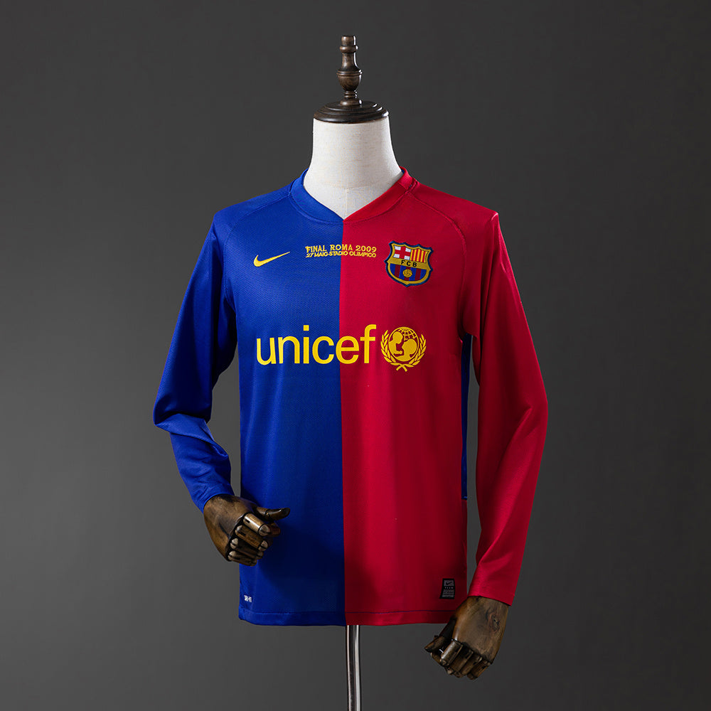 Manga Longas Barcelona Champions Principal Retrô 08/09