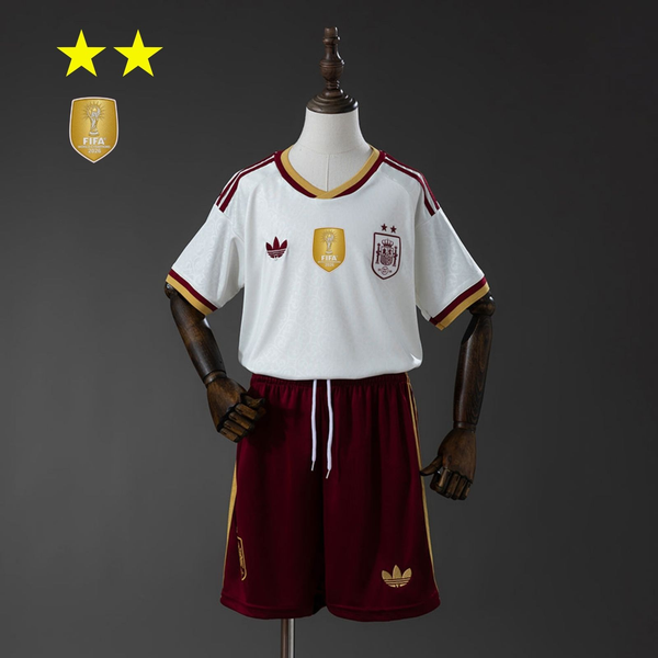 Espanha 2-Star Champion Edition Secundária Infantil Kit Camisa 2028