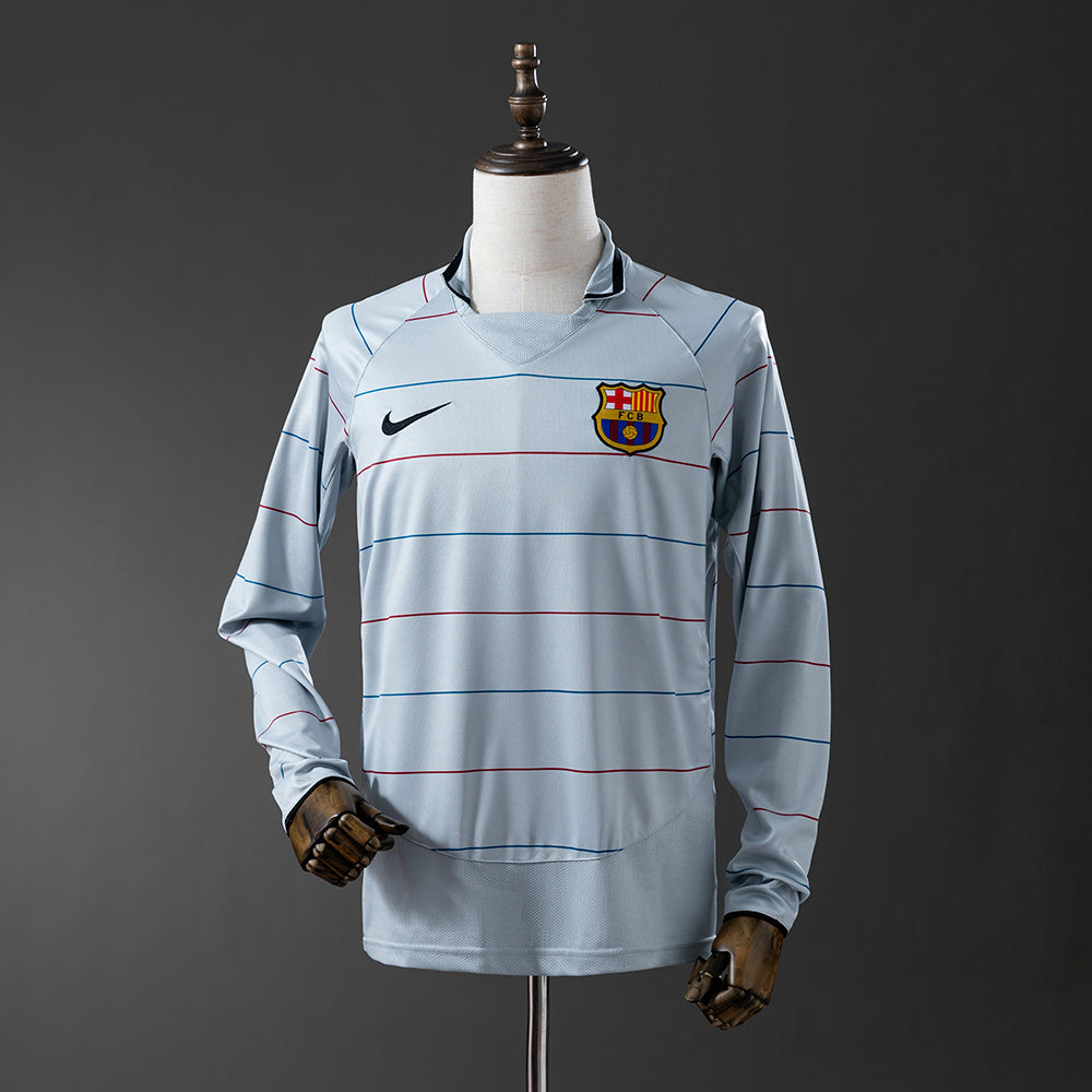 Barcelona Secundária Retrô Manga Longa Camisa 03/04