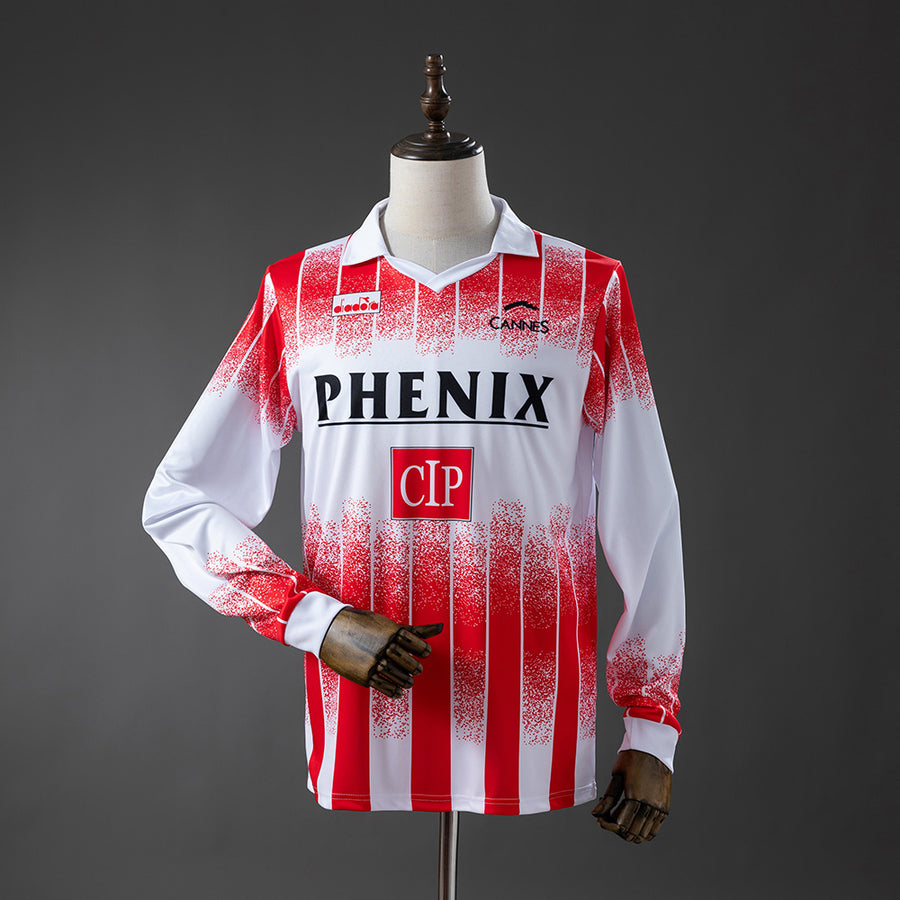 AS Cannes Principal Retrô Manga Longa Camisa 91/92
