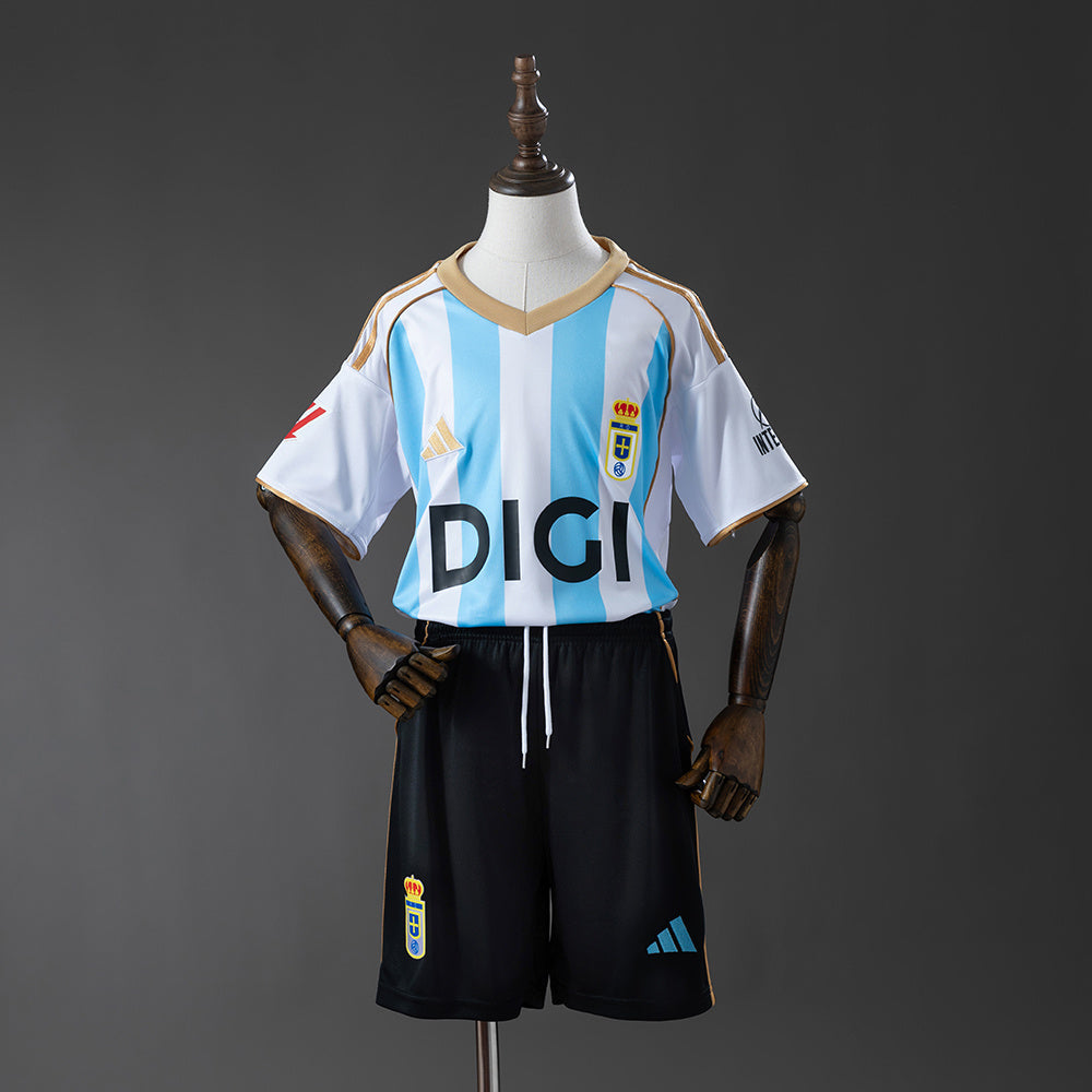 Real Oviedo Secundária Terceira Infantil Kit Camisa 25/26