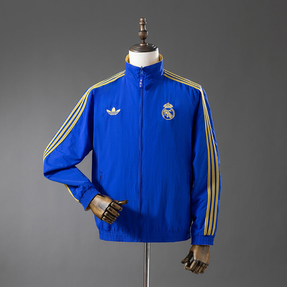 Real Madrid Reversible - Azul & Amarelo Corta Vento Jaqueta