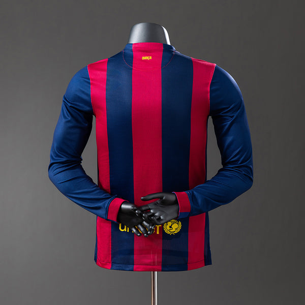 Barcelona Principal Retrô Manga Longa Versão Jogador Camisa 14/15