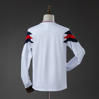 Inglaterra Principal Retrô Manga Longa Camisa 1990