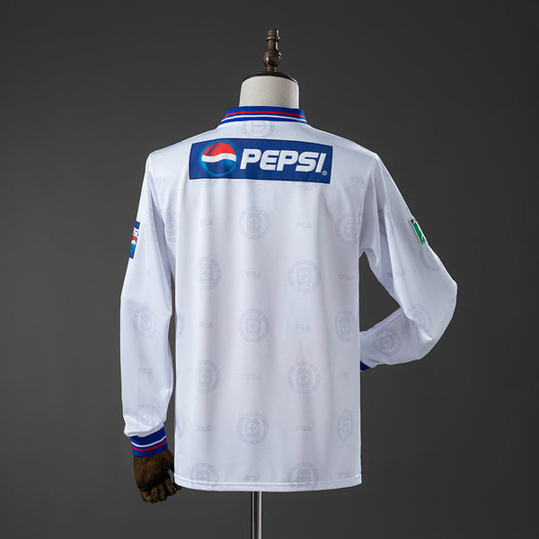 Cruz Azul Secundária Retrô Manga Longa Camisa 1998