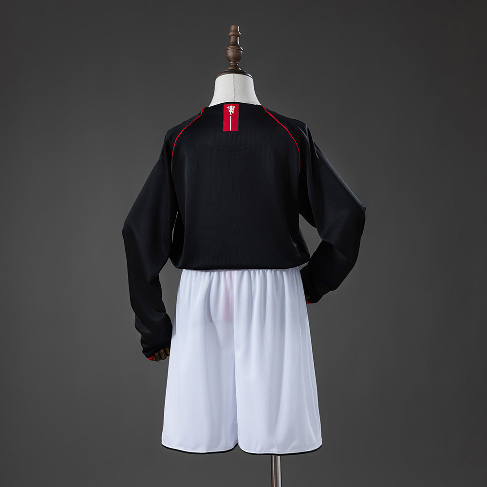 Manchester United Secundária Infantil Kit Retrô Manga Longa Camisa 07/08