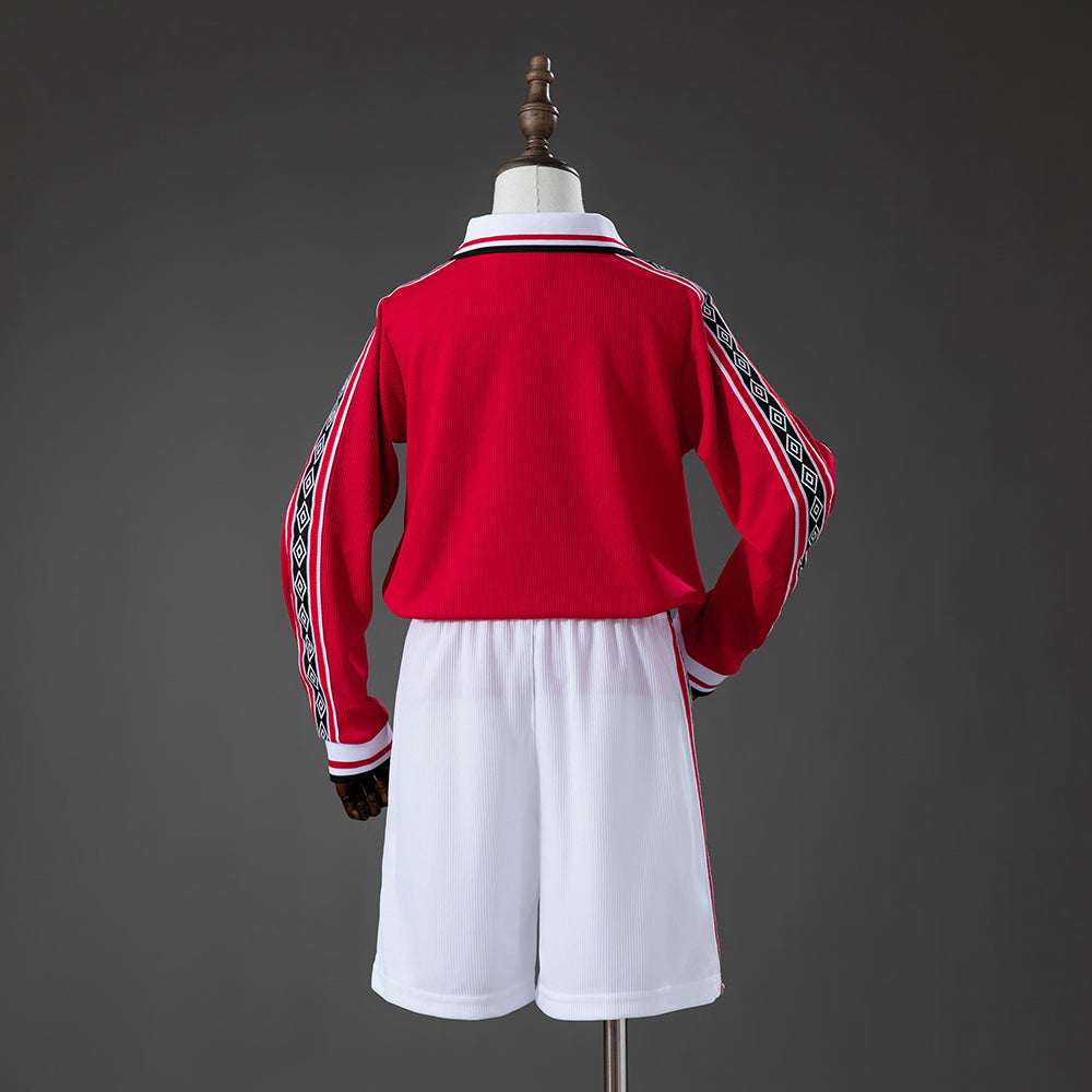 Manchester United Principal Infantil Kit Retrô Manga Longa Camisa 98/99
