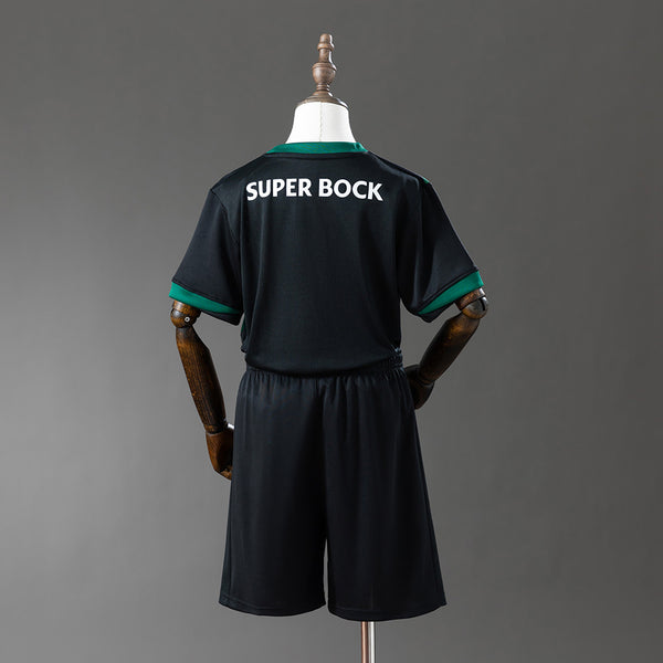 Sporting Lisbon Alternative Preto ： Infantil Kit Camisa 25/26
