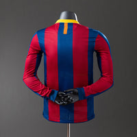 Barcelona Principal Retrô Manga Longa Versão Jogador Camisa 10/11
