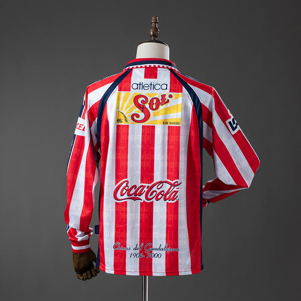 Chivas de Guadalajara Manga Longa Principal Retrô Camisa 99/00