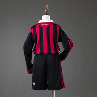 AC Milan Principal Infantil Kit Retrô Manga Longa Camisa 09/10
