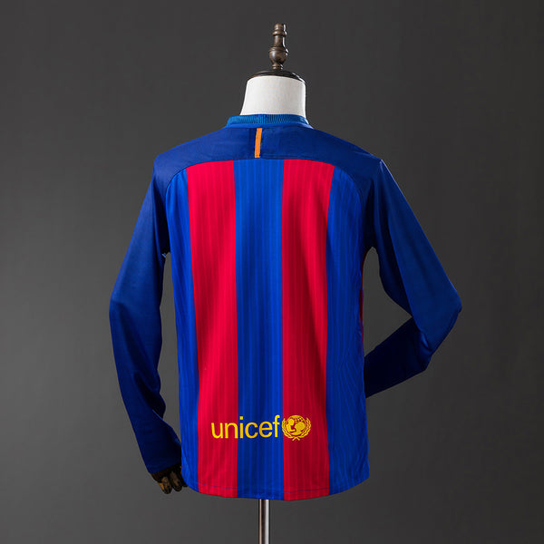 Barcelona Principal Retrô Manga Longa Camisa 16/17