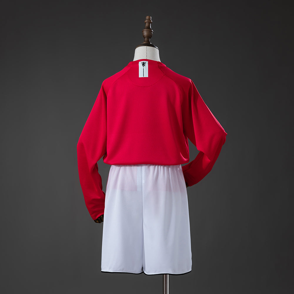 Manchester United Principal Infantil Kit Retrô Manga Longa Camisa 07/08