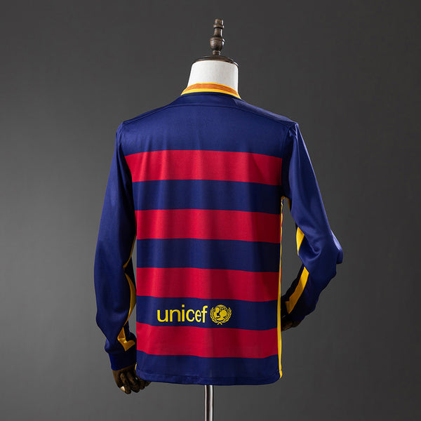 Barcelona Principal Retrô Manga Longa Camisa 15/16