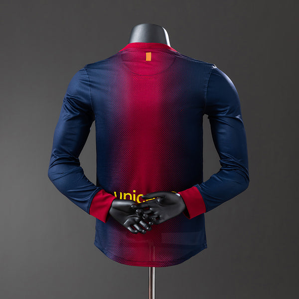 Barcelona Principal Retrô Manga Longa Versão Jogador Camisa 12/13